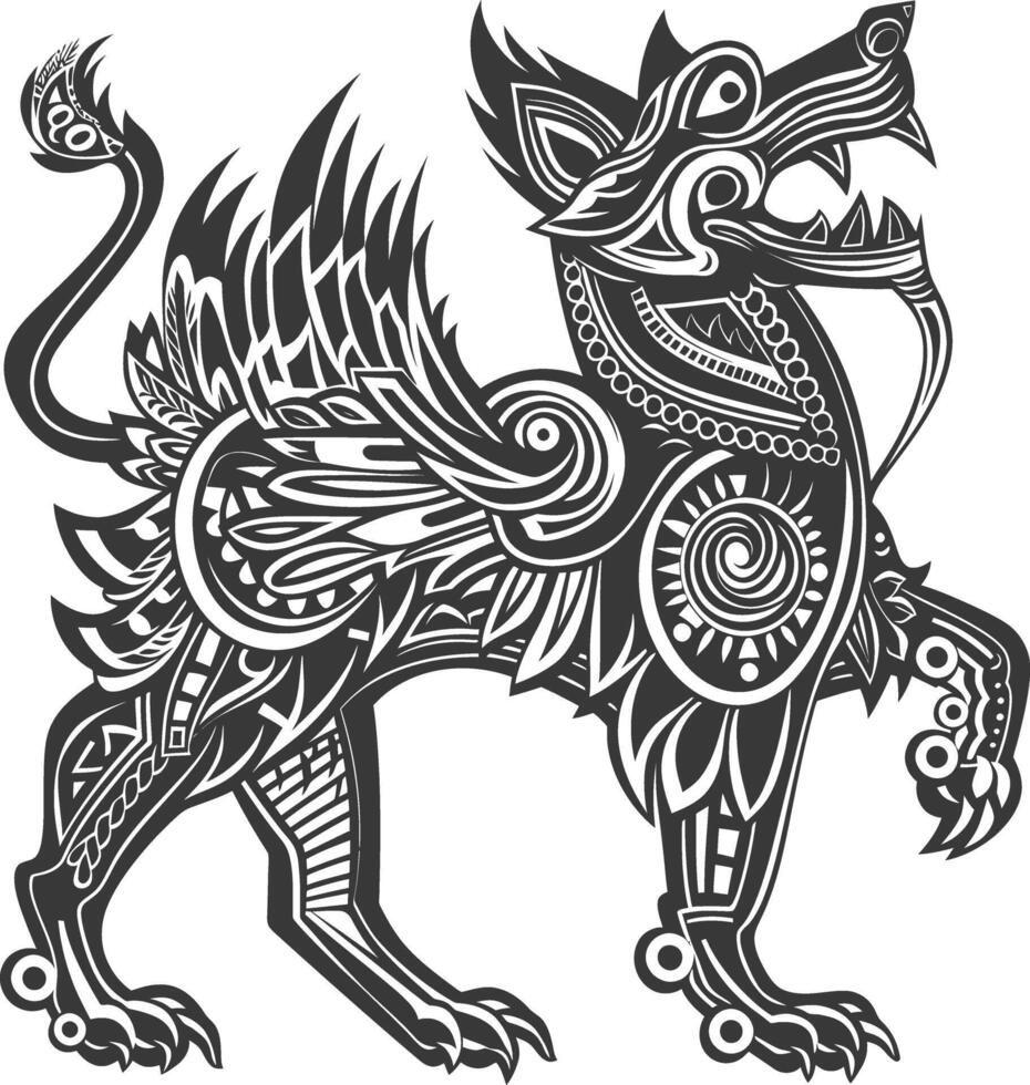 tribal animal using Aztecs style design with engraving style vector