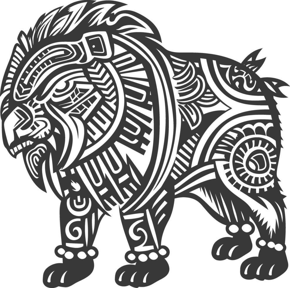 tribal animal using Aztecs style design with engraving style vector
