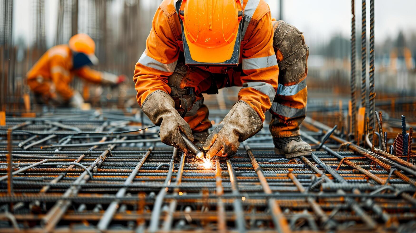 Technician welding steel There were sparks flying. photo