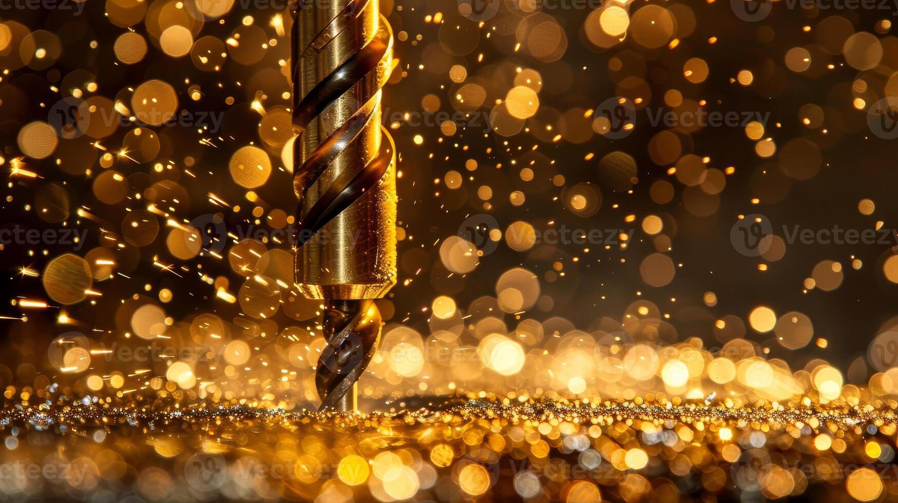 Close-up image of drilling and digging the ground with a power-saving machine. photo