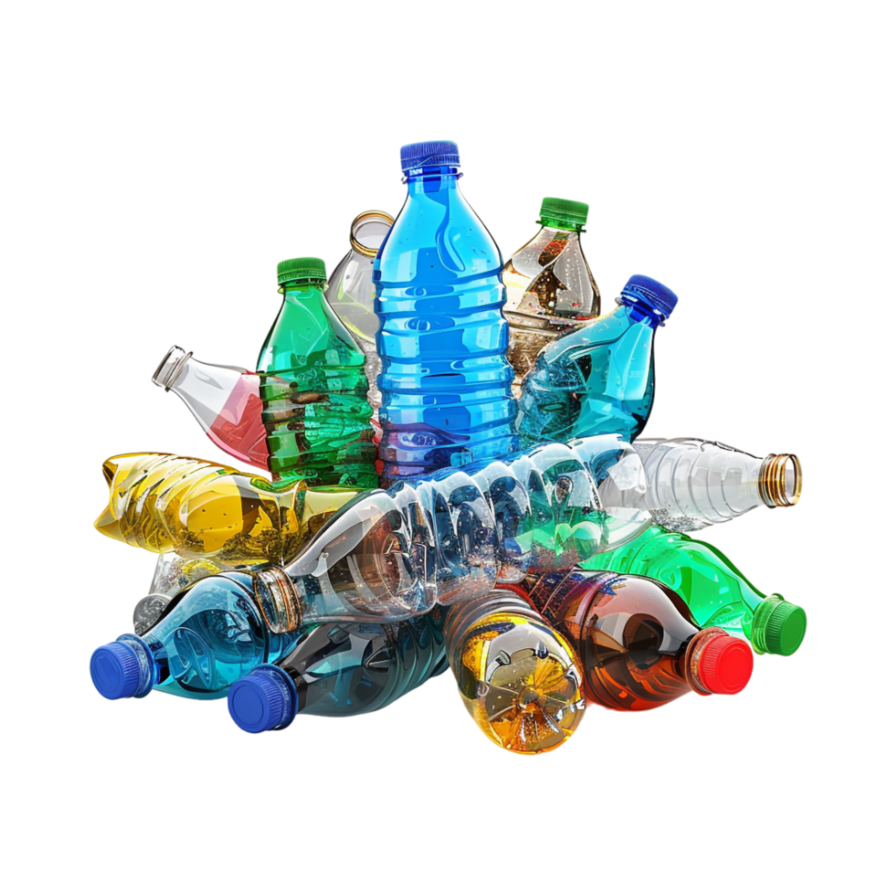 Waste Plastic Bottles Garbage on Transparent Background png