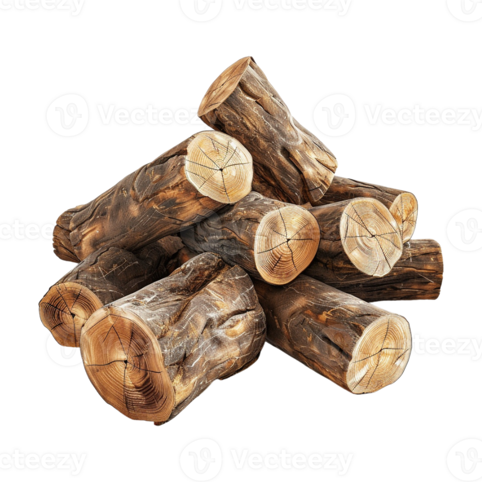 Wooden Logs Stack on Transparent Background png