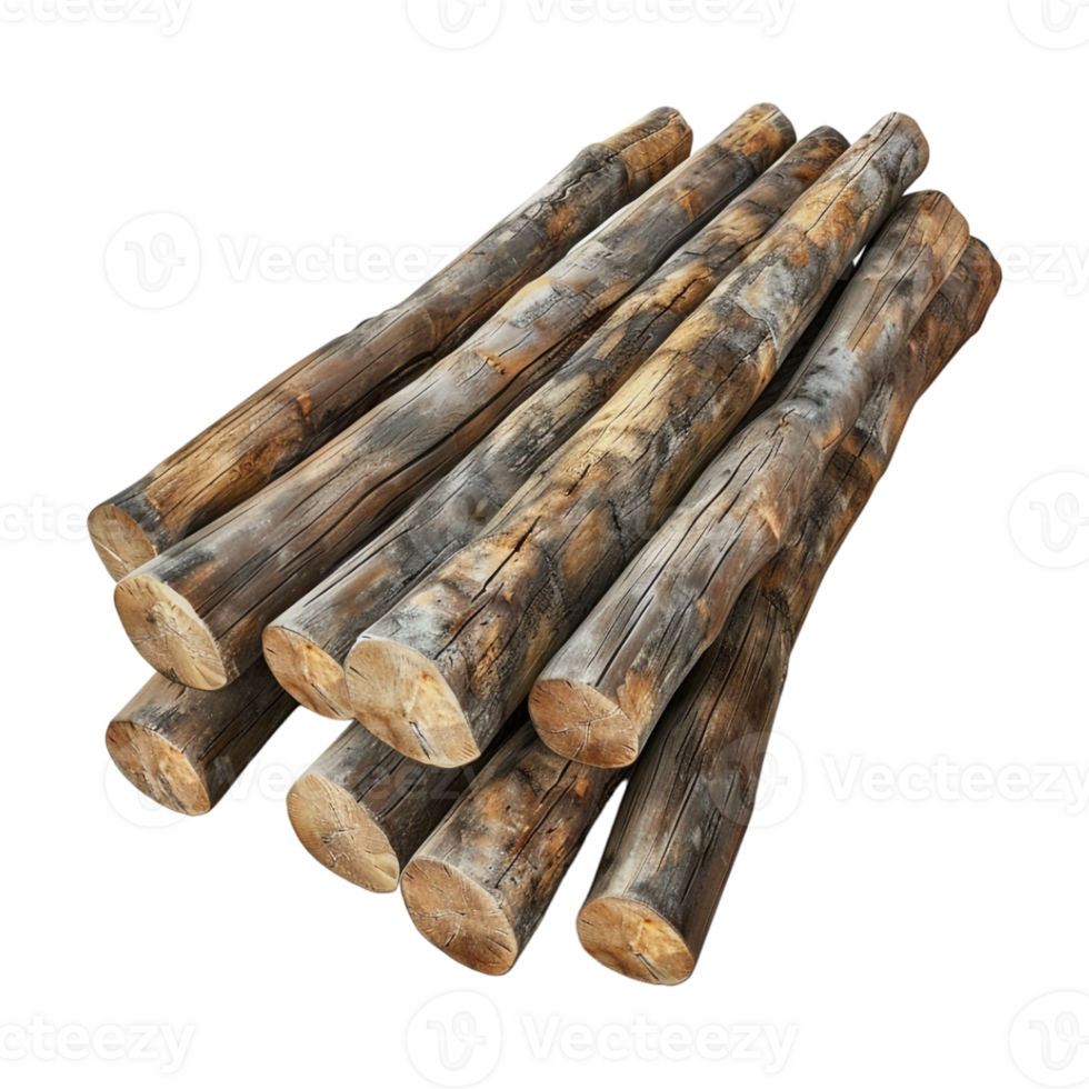 Wooden Logs Stack on Transparent Background png