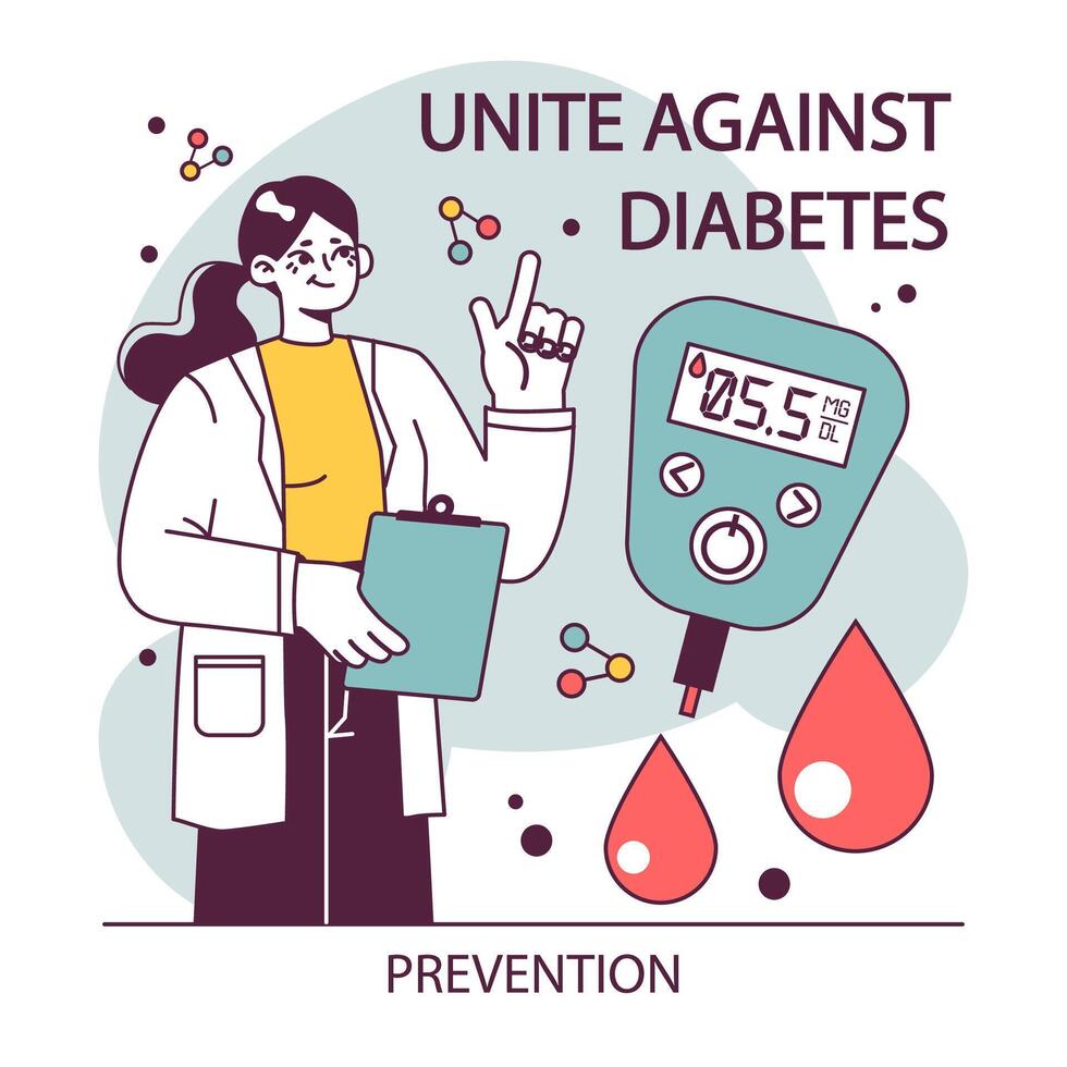Diabetes. Measuring sugar blood with glucometer. Glucose monitoring, vector