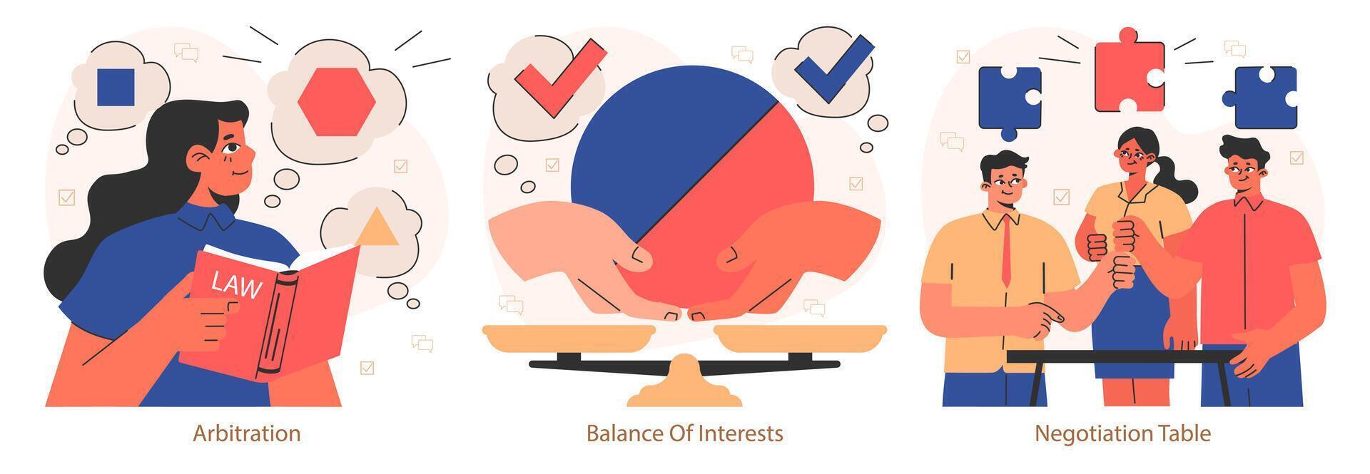 Business deal or agreement set. Signing a contract or successful negotiation vector