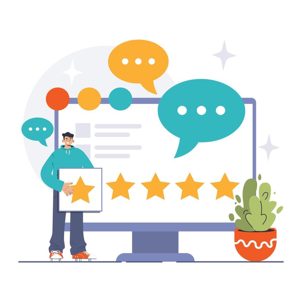Customer feedback. Consumer reviews public exchange. Sharing vector