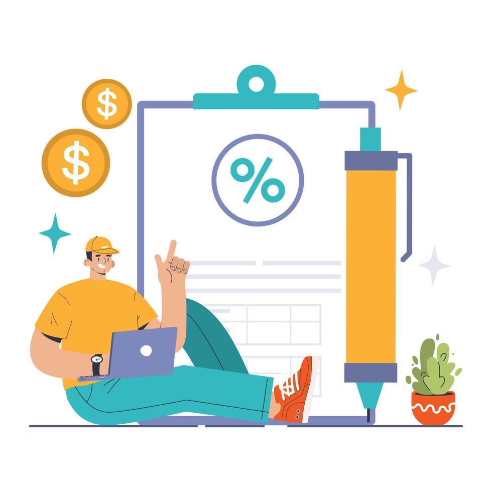 Debt management. Organization, tracking and paying off debts. Financial vector