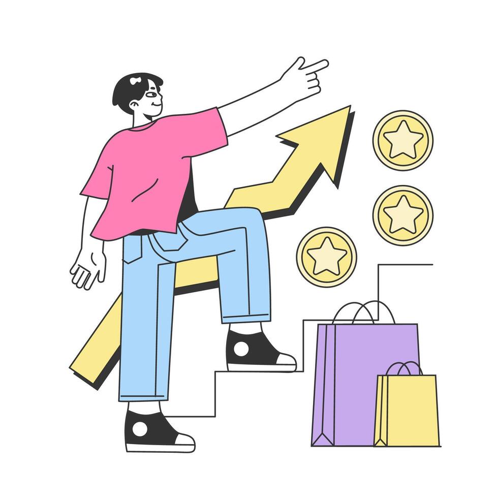 Tiered loyalty program. Commercial program for client retention. vector