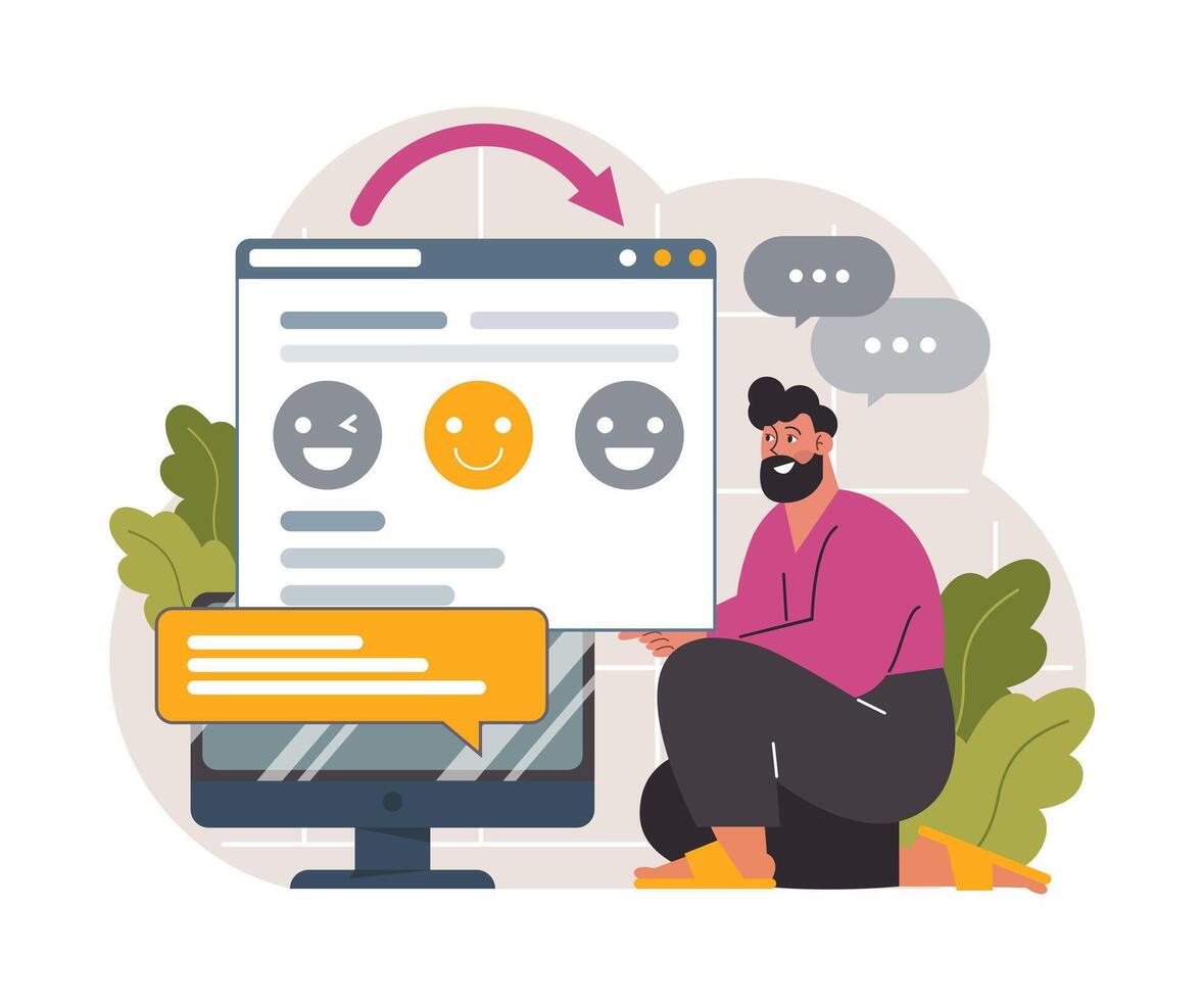 Gratitude. Grateful and thankful character. Man sharing appreciation vector