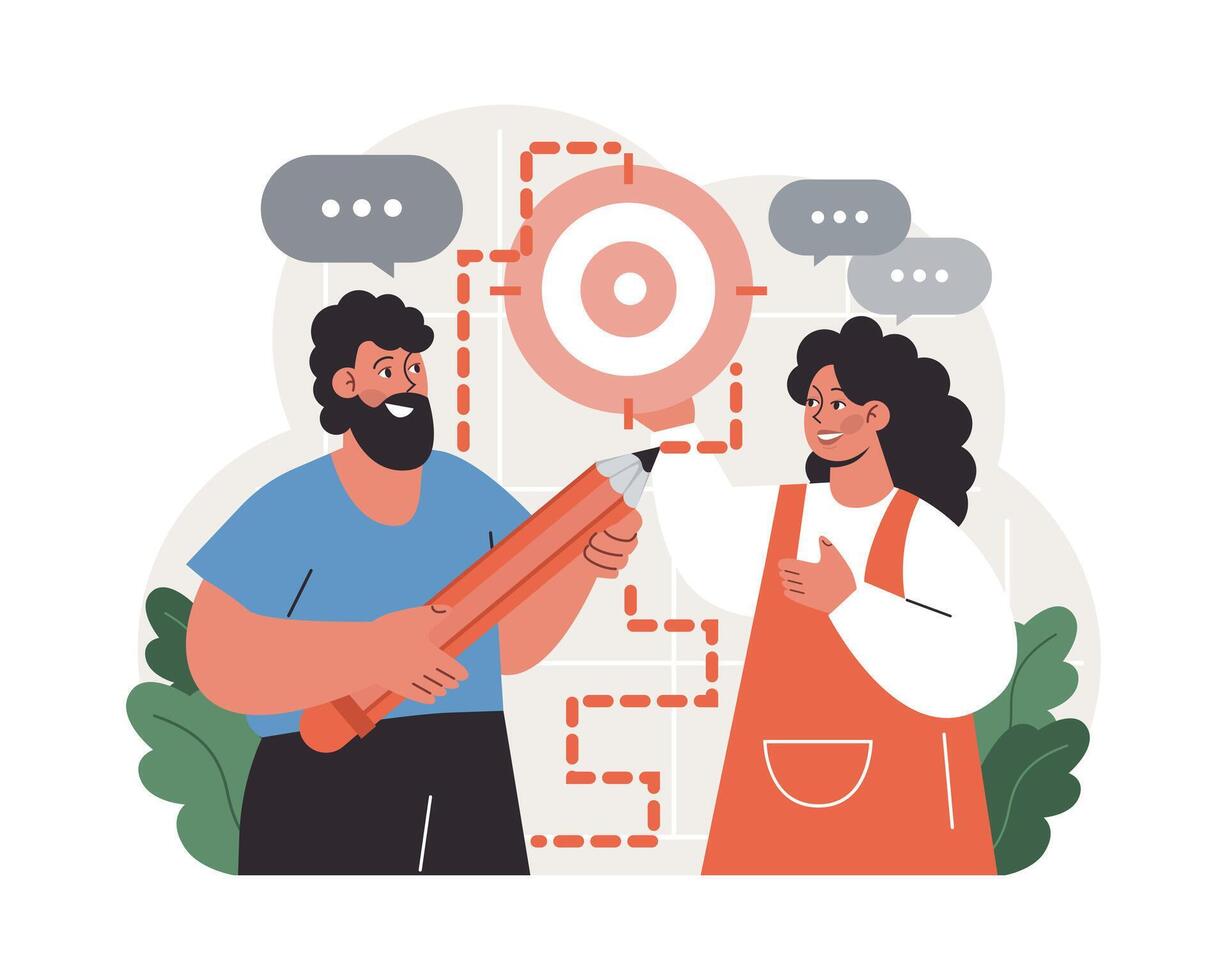 Progress. Work optimization and efficiency. Character moving vector