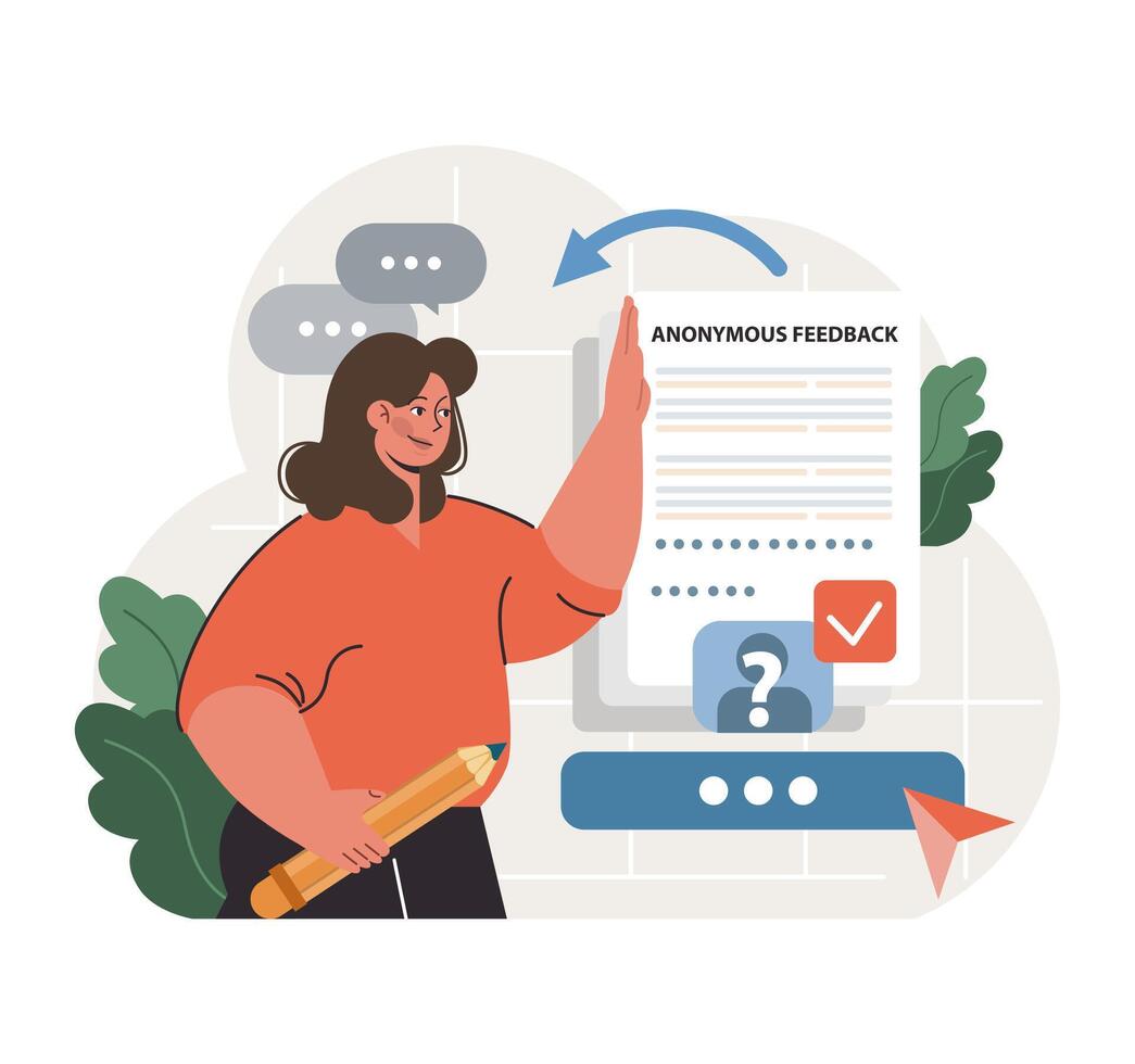 Public opinion polling. Female character participation in an online vector