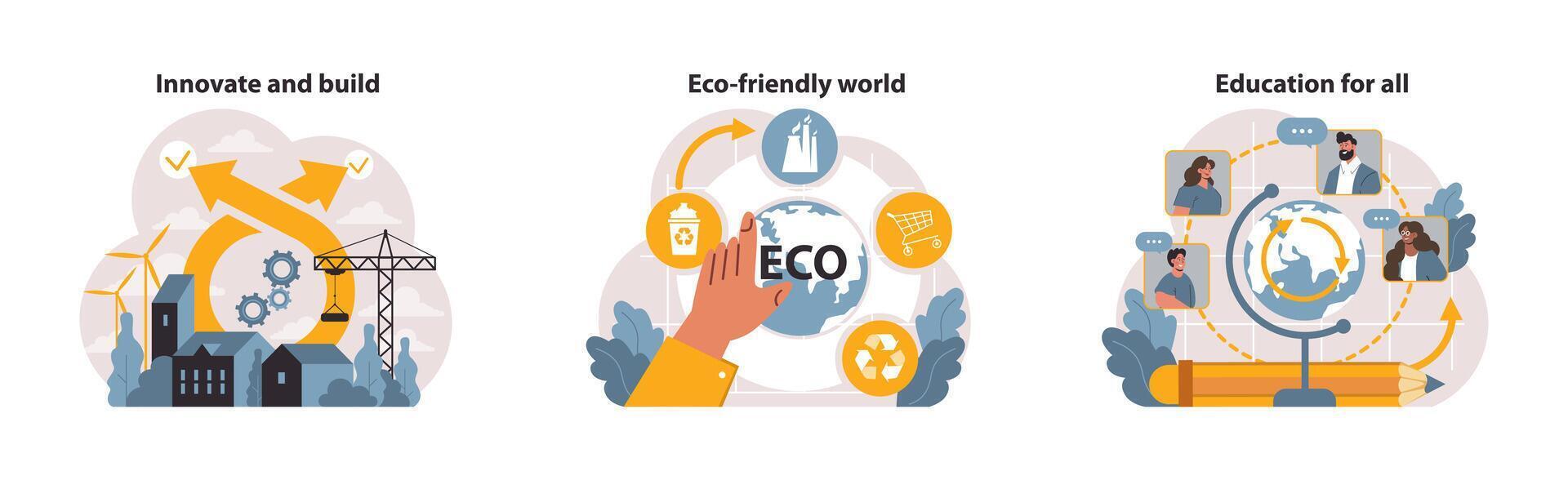 SDG or sustainable development goals set. Global target for better vector