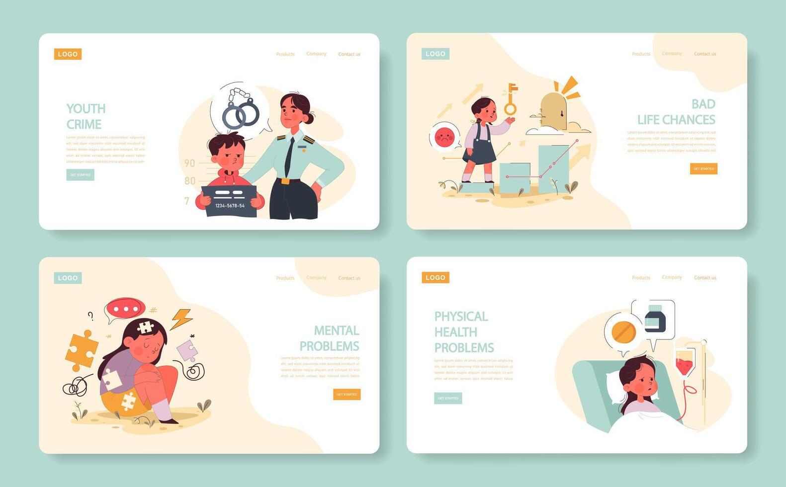 Uninvolved or neglectful fatherhood web banner or landing page set. vector