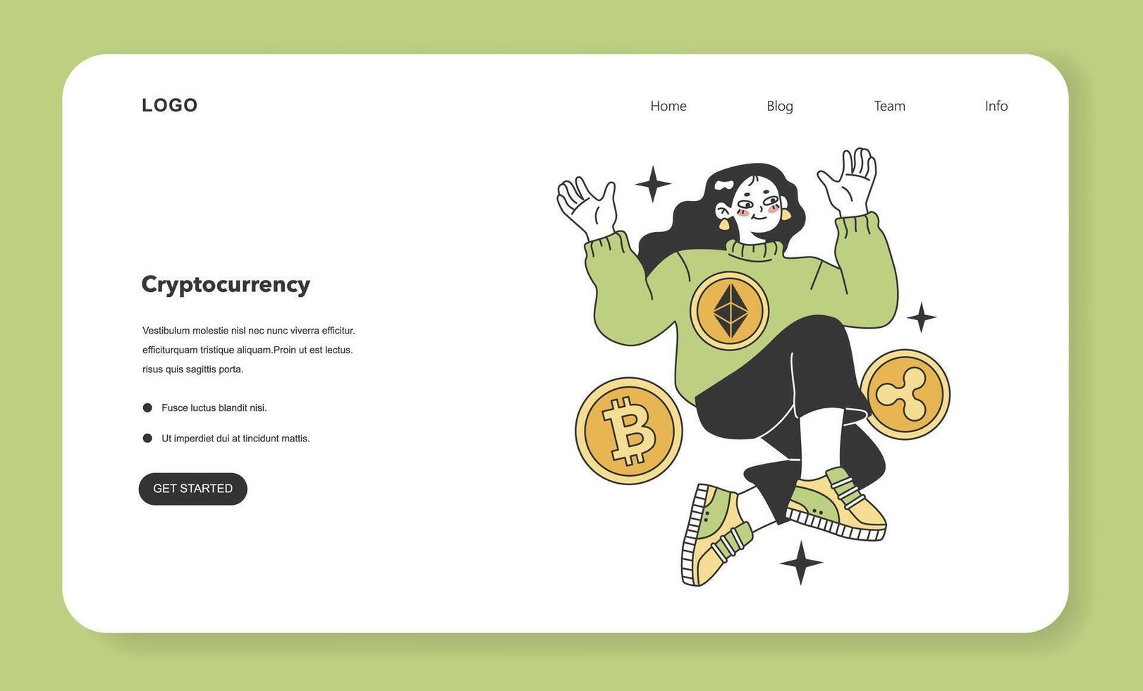 Financial literacy web banner or landing page. Young female vector