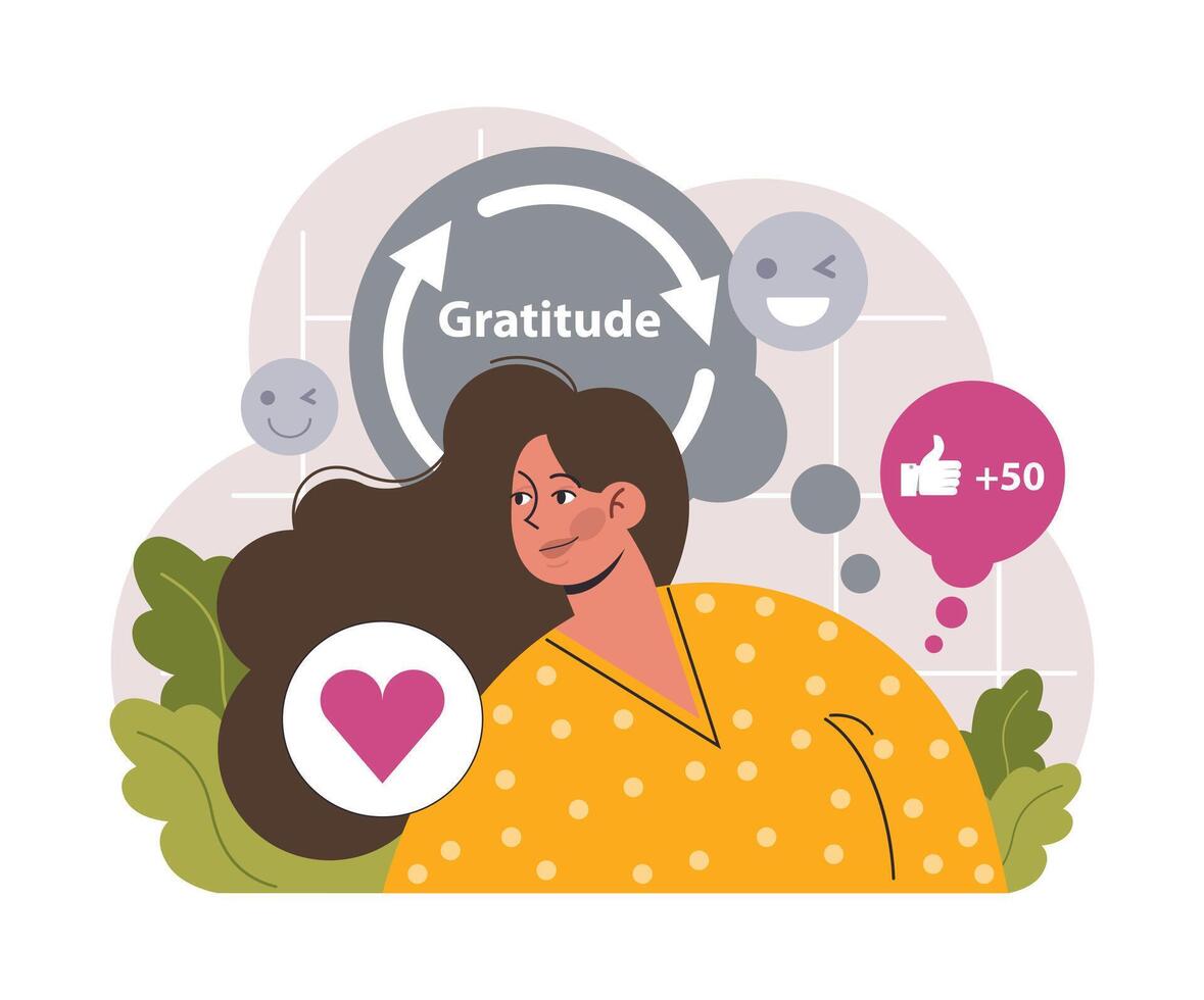 Gratitude. Grateful and thankful character. Charity and volunteer vector