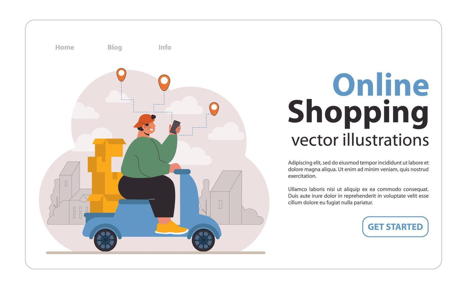 Online shopping, Online store or marketplace delivery service. Courier vector