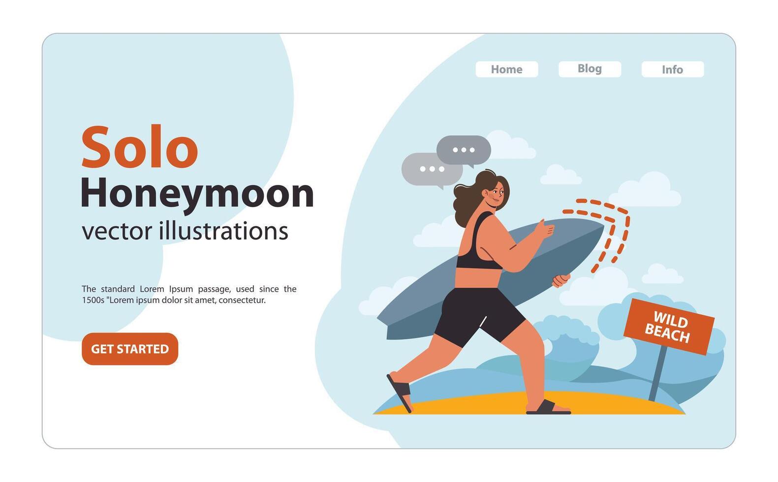 Solo travel or honeymoon summer holiday. Character spending time vector