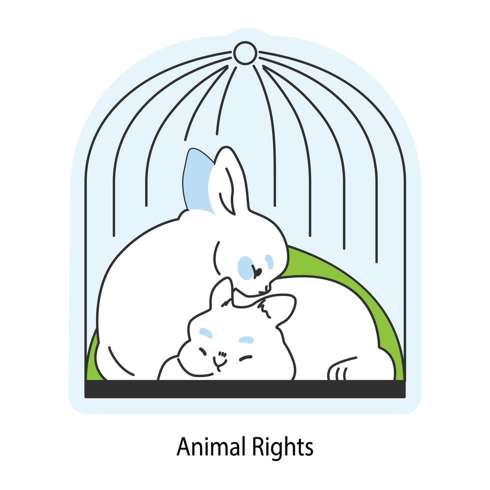 Cute little white rabbit. Cruelty free sustainable development. Vegan vector