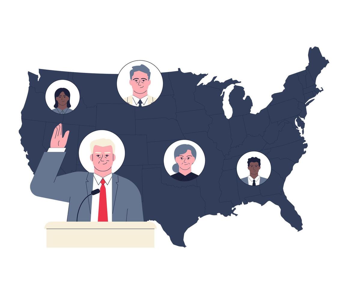 Presidential election. American election campaign between democrats vector