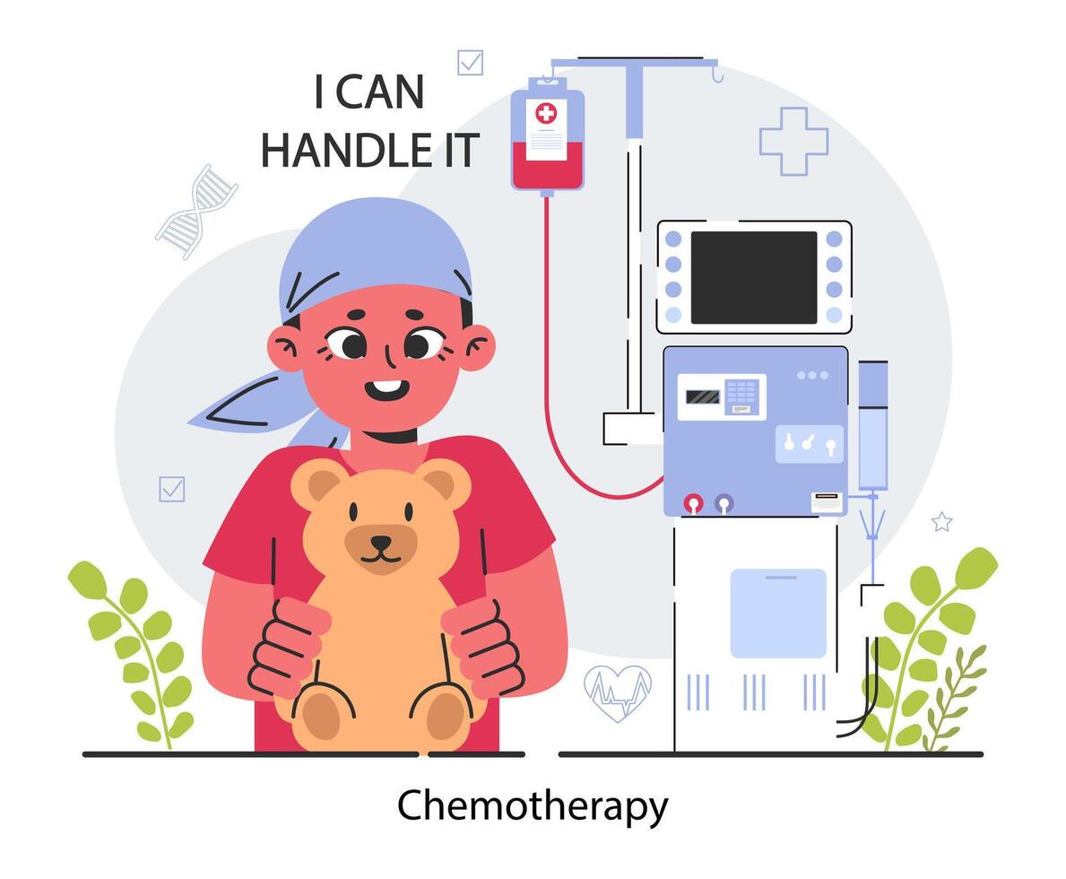 Childhood cancer. Oncology diagnostic and treatment. Chemotherapy vector