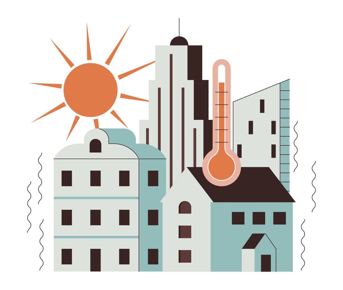 Global warming causing climate change and abnormal heat waves. Dangerously vector