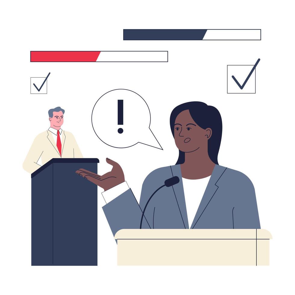 Presidential election. American election debate between democrats' vector