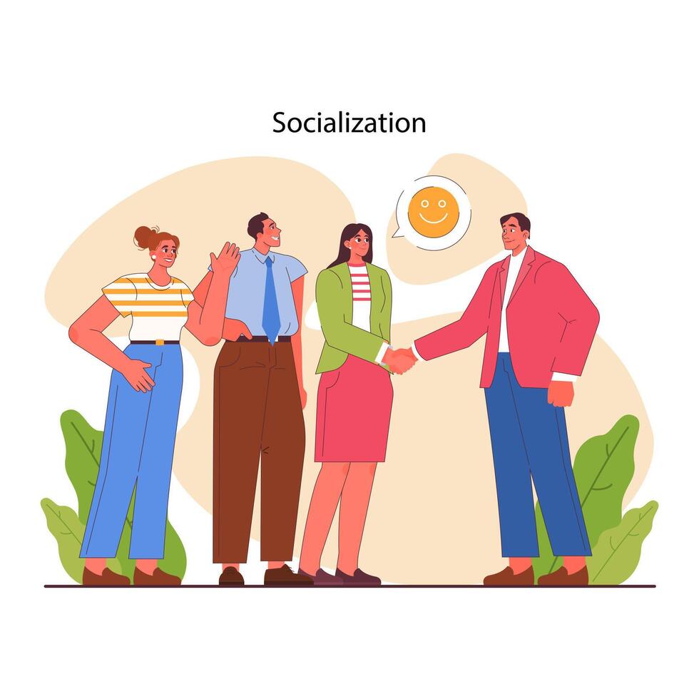 Socialization. Communication skill development. People interacting, vector