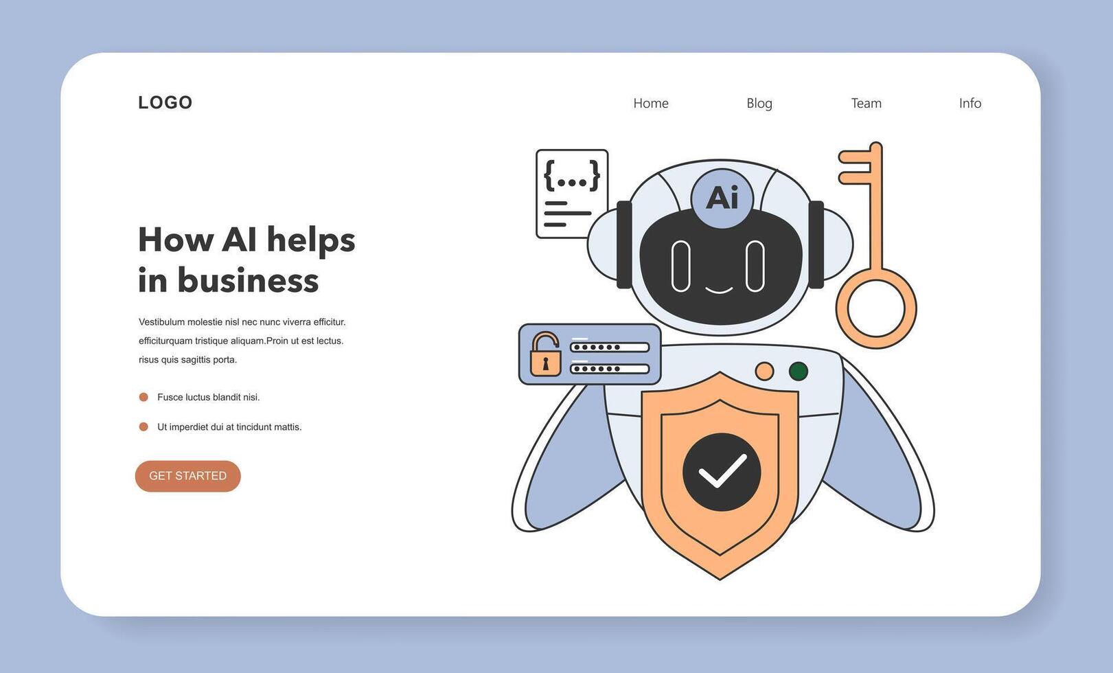 Access control system based on artificial intelligence web banner or landing vector