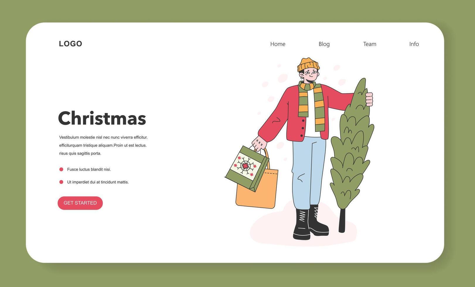 Christmas and new year celebration web banner or landing page. Male vector