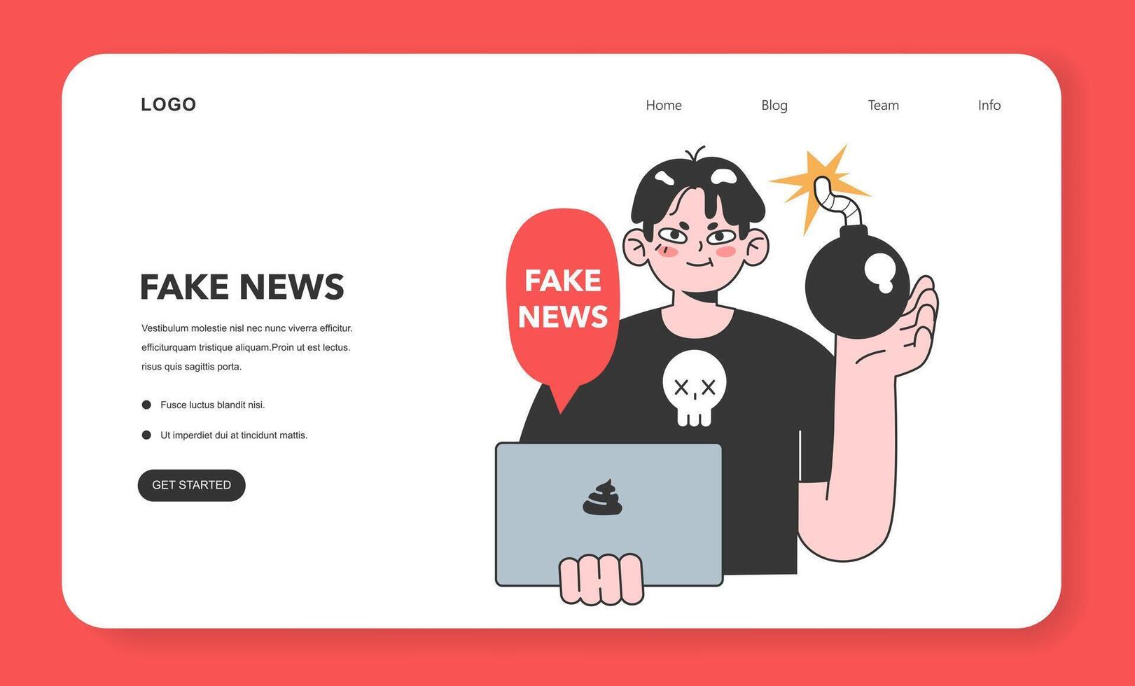 Fake news web banner or landing page. Manipulation and control vector
