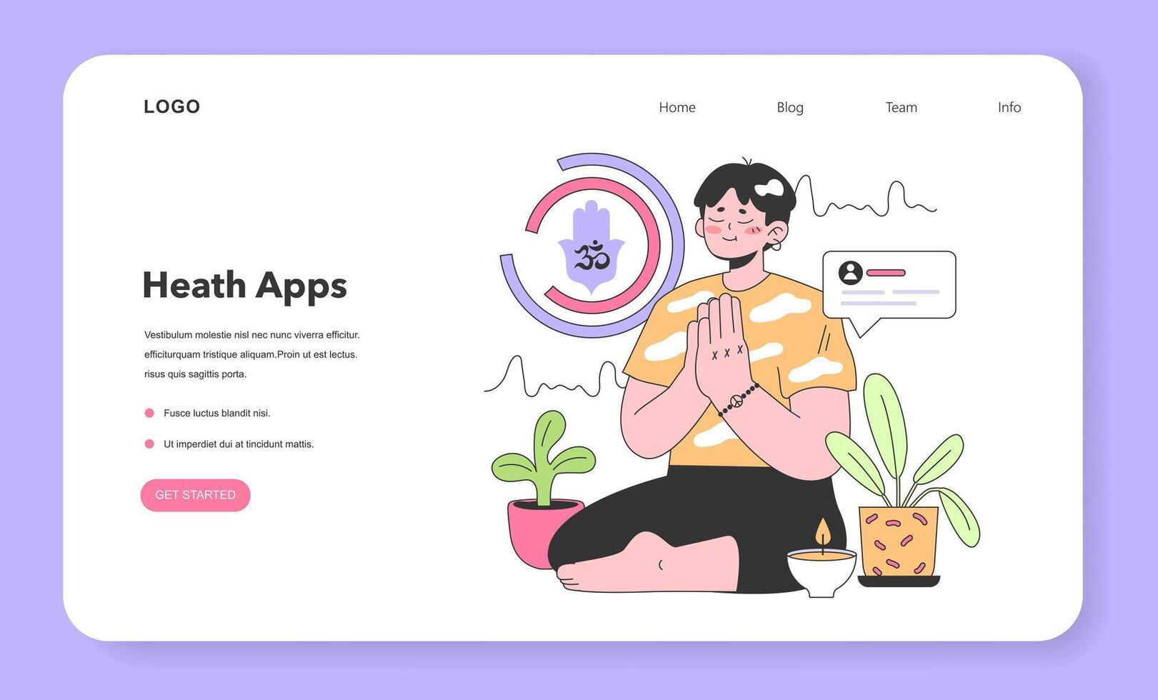 Mental health tracker web banner or landing page. Character vector