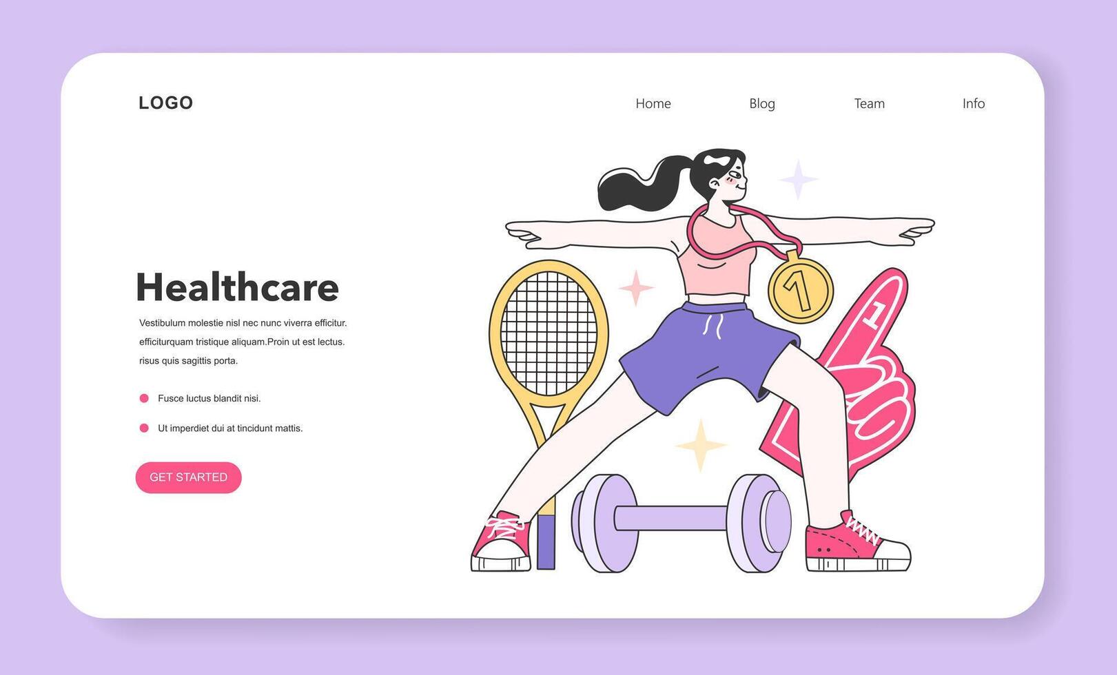 Modern wellbeing practice web banner or landing page. Physical activity vector