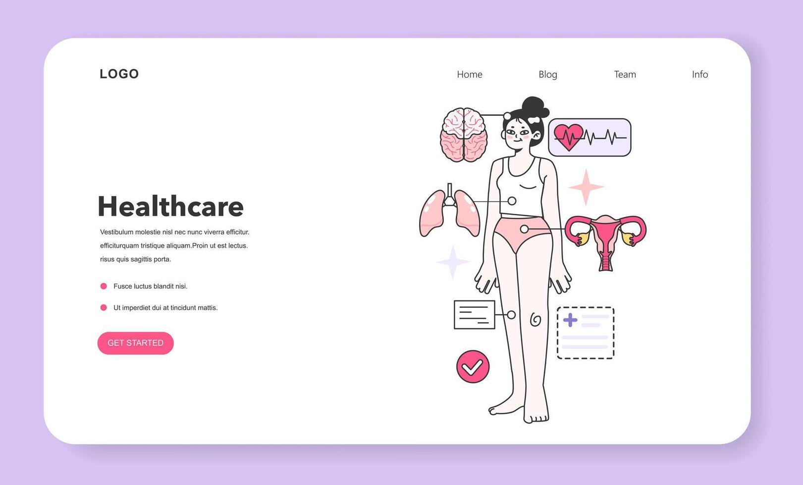 Modern wellbeing practice web banner or landing page. Annual medical vector