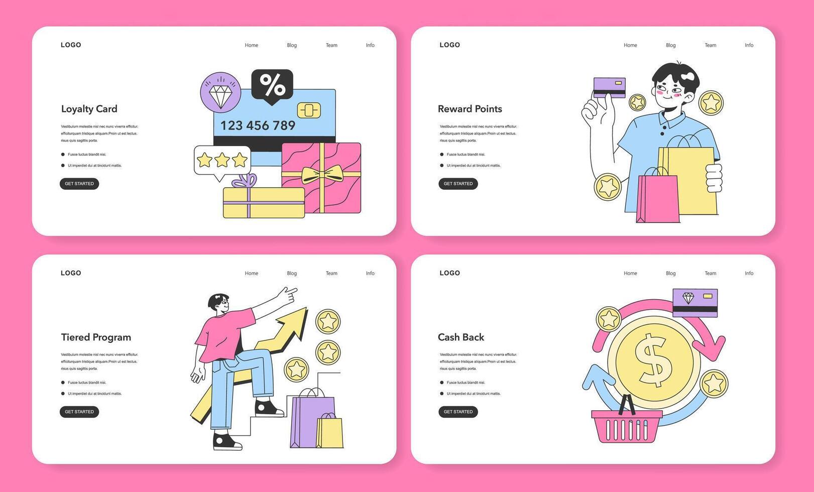 Loyalty program web banner or landing page. Rewards, offers, cashback vector