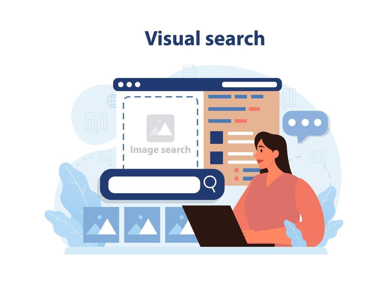 Visual search engine. Ai, self-learning computing system processing data vector