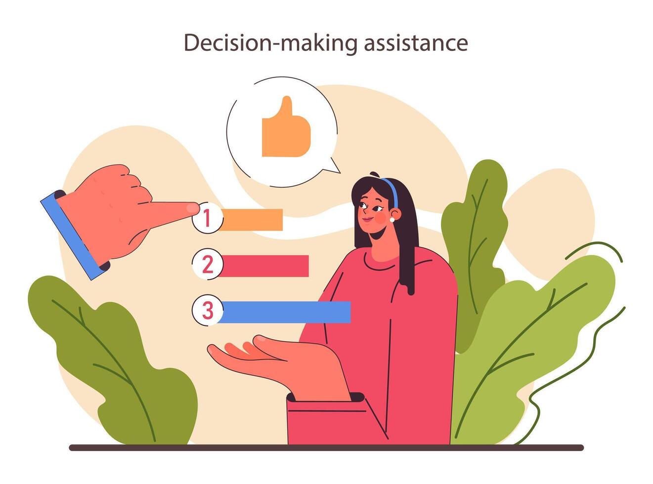 Decision-making set. Strategic thinking, brainstorming and solution research. vector