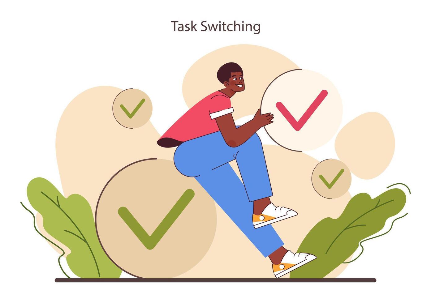Multitasking. Effective and competent office worker time vector