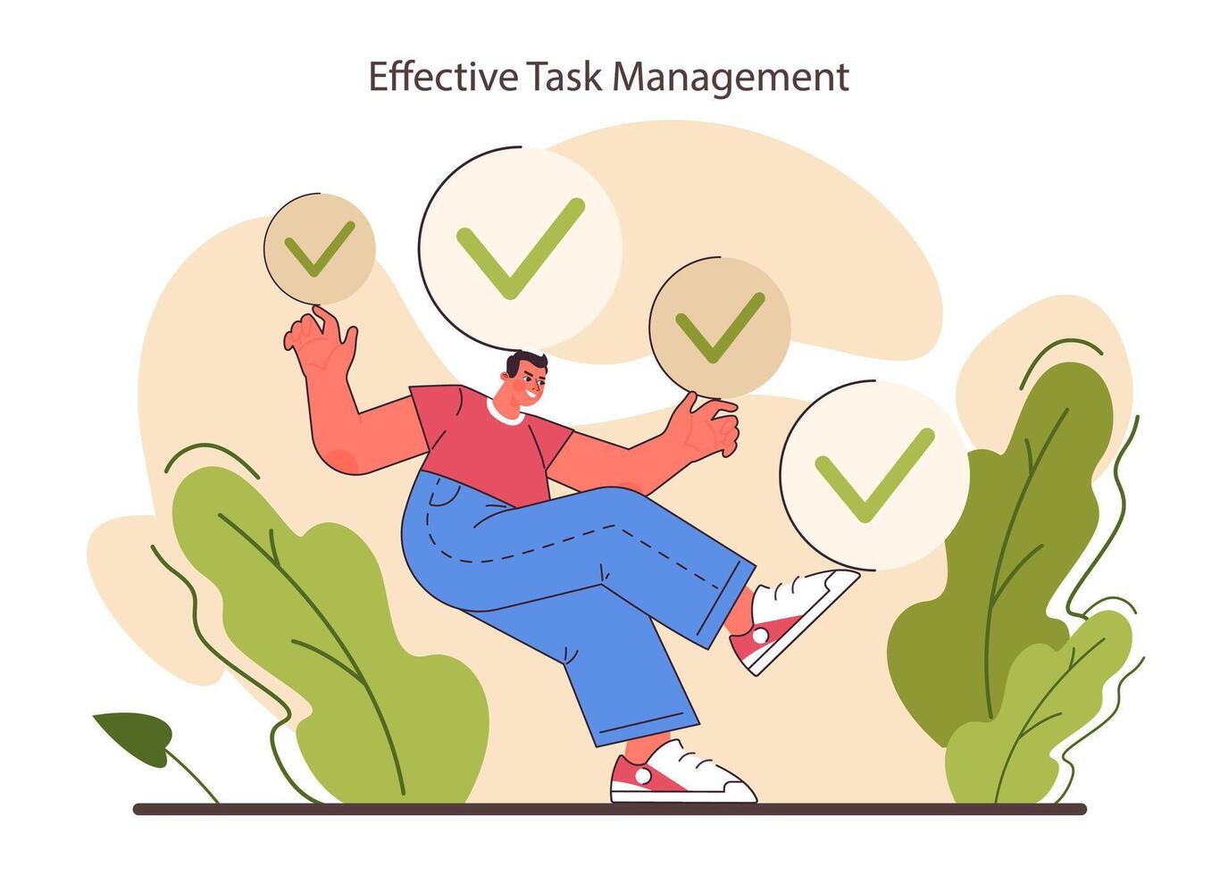 Multitasking. Effective and competent office worker time vector
