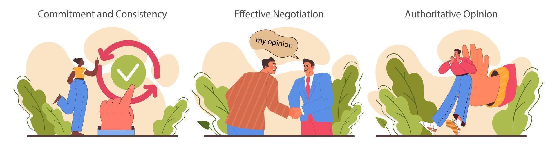 Persuasion set. Soft skill, the ability to convince people. Cognitive influence vector