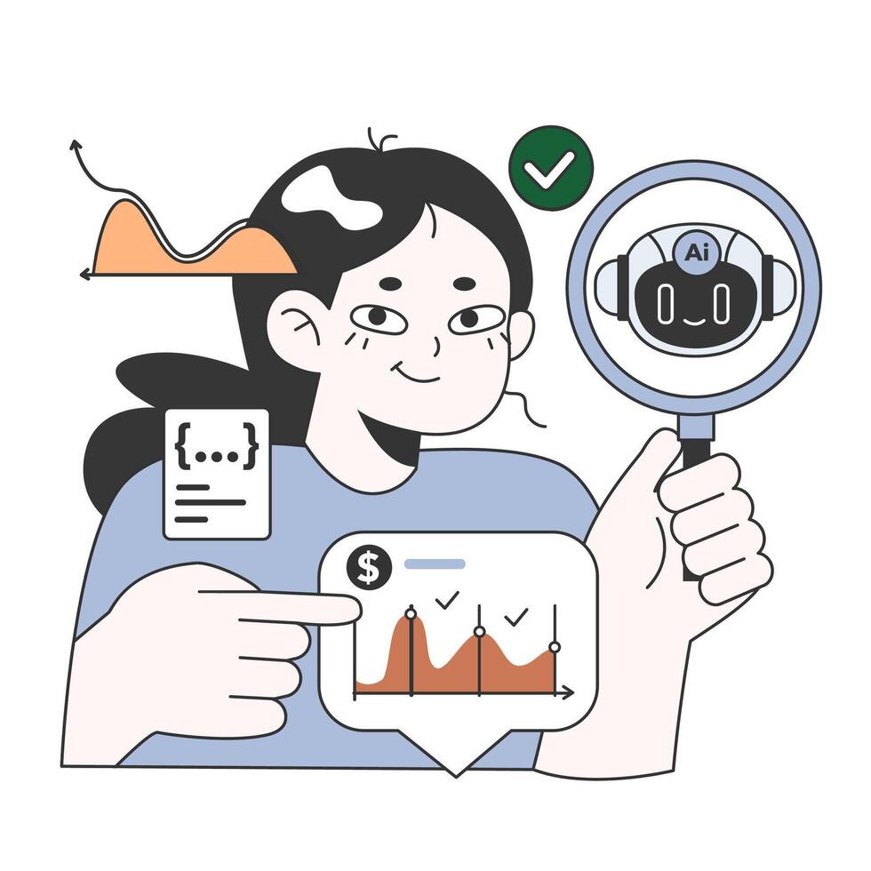 Help of Artificial intelligence for business. AI-powered production, management vector