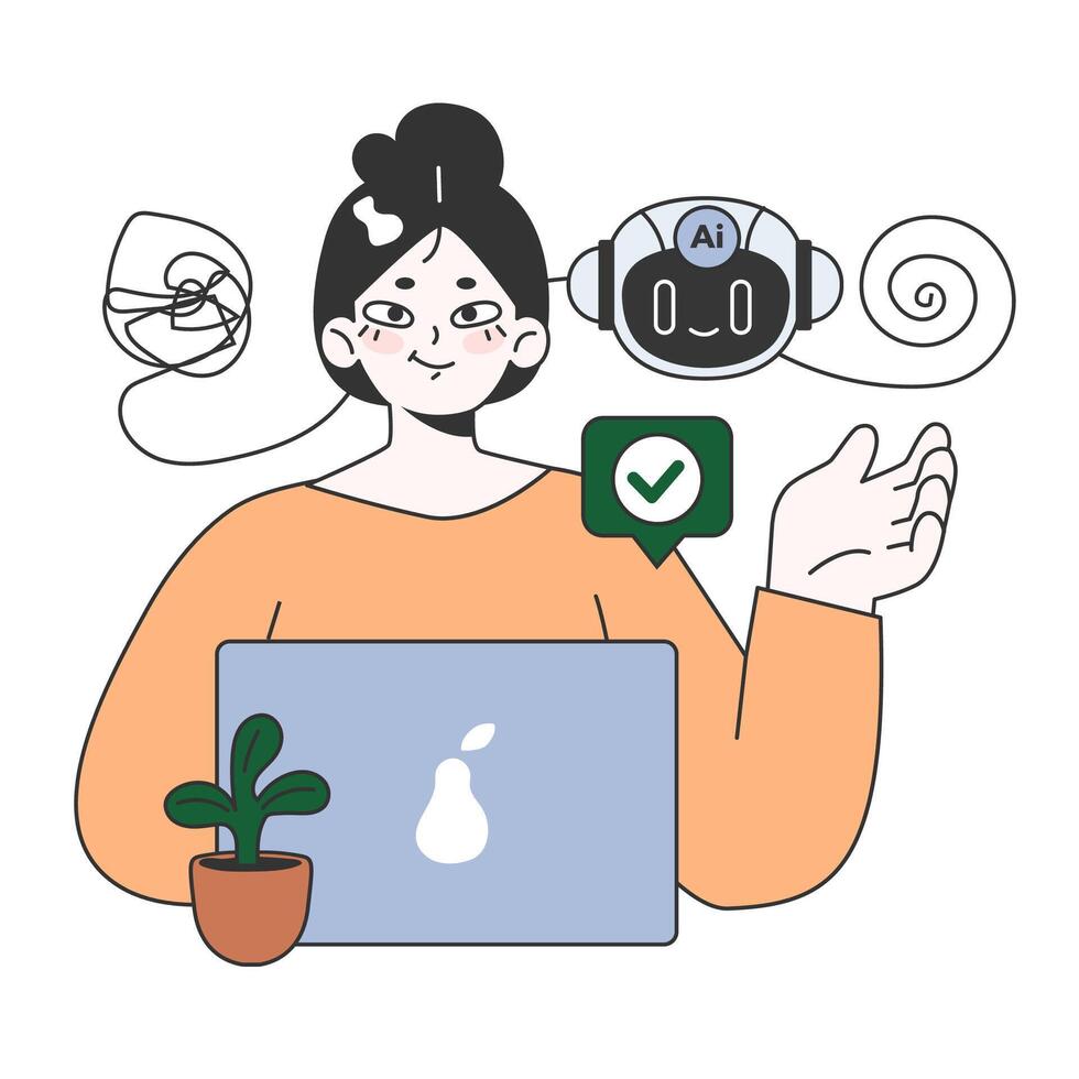 Impact of Artificial intelligence on business. AI-powered customer service vector