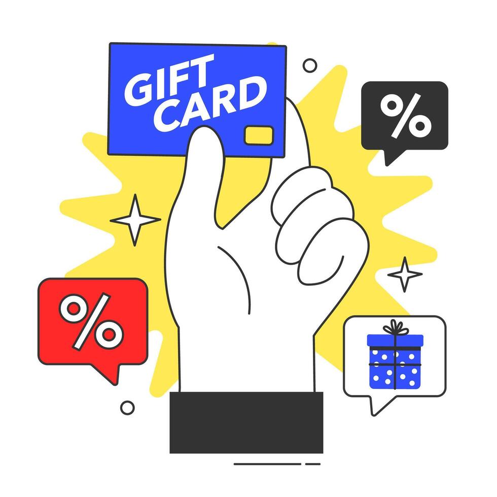 Black friday. Shopping with a gift card. Offline and online shopping vector