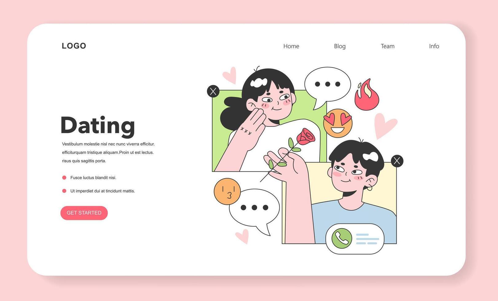 Online dating web banner or landing page. Cute romantic couple vector