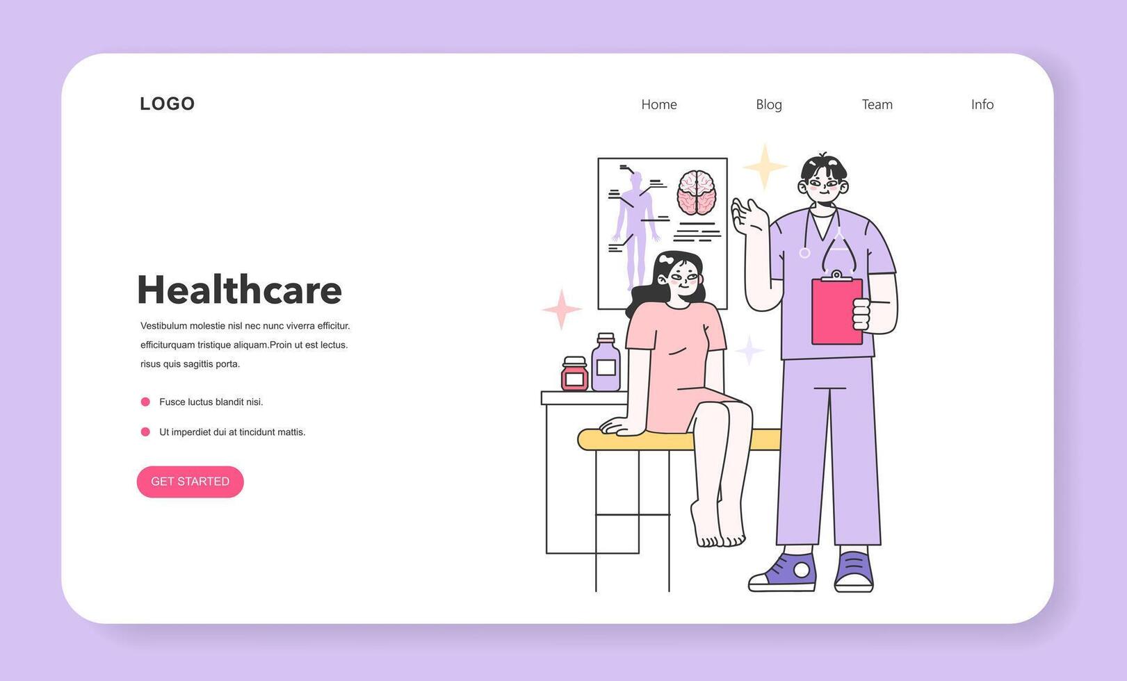 Modern wellbeing practice web banner or landing page. Annual medical exam, vector