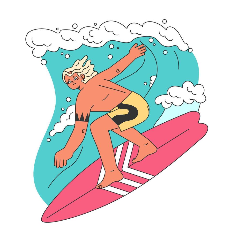 Character in a swimsuit spending time on the beach. vector