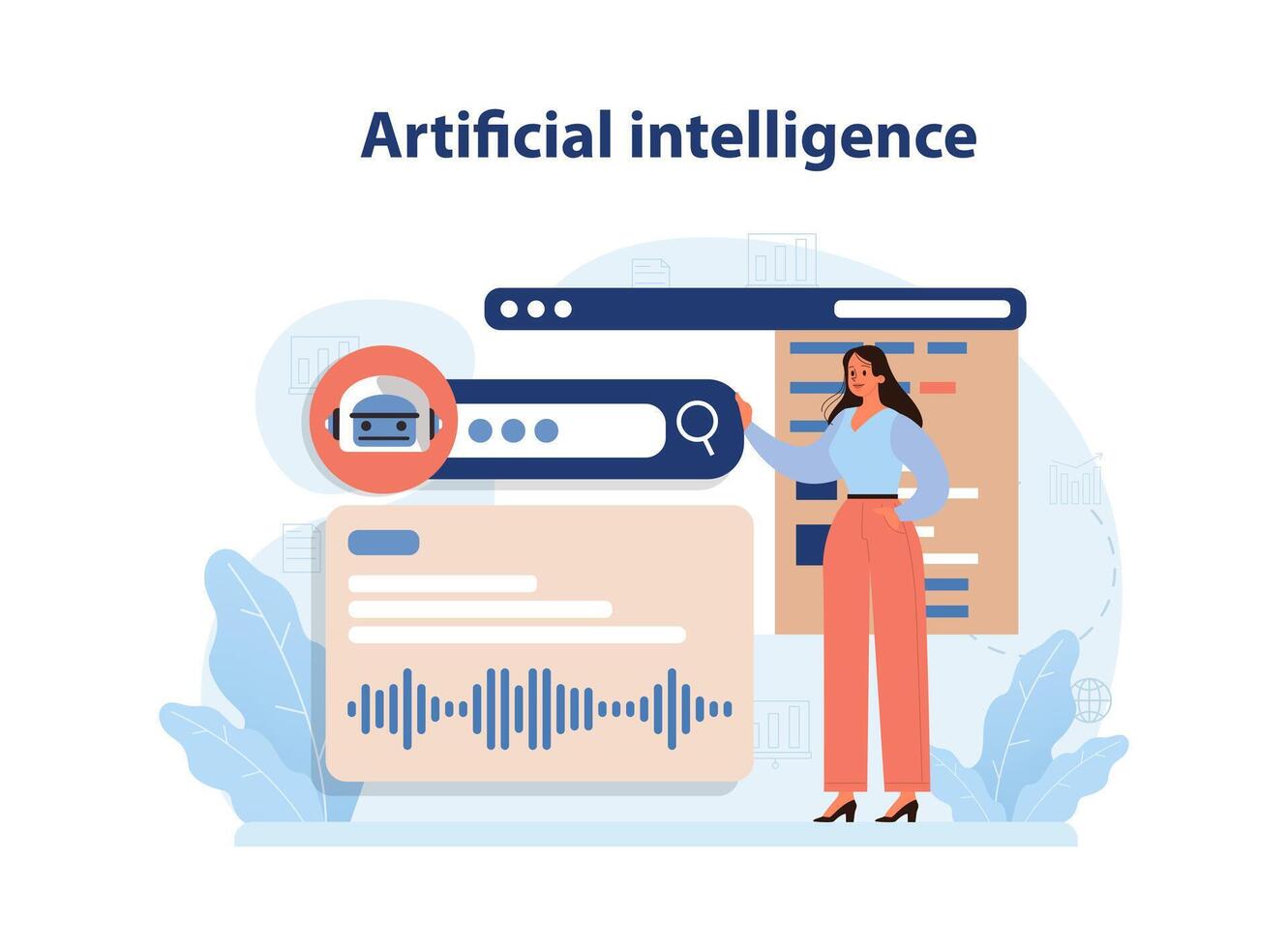 AI or artificial intelligence in marketing. AI-based targeting advertising vector