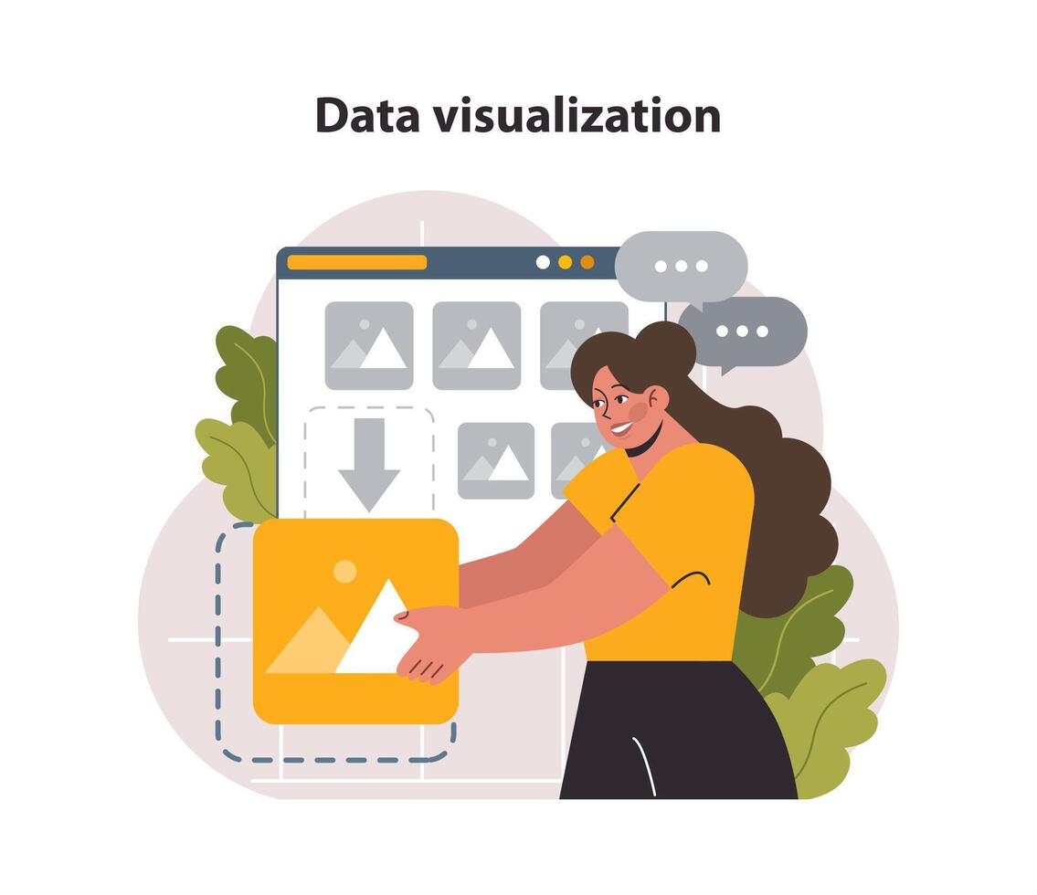 Data visualization. Representation of information using graphics, charts vector