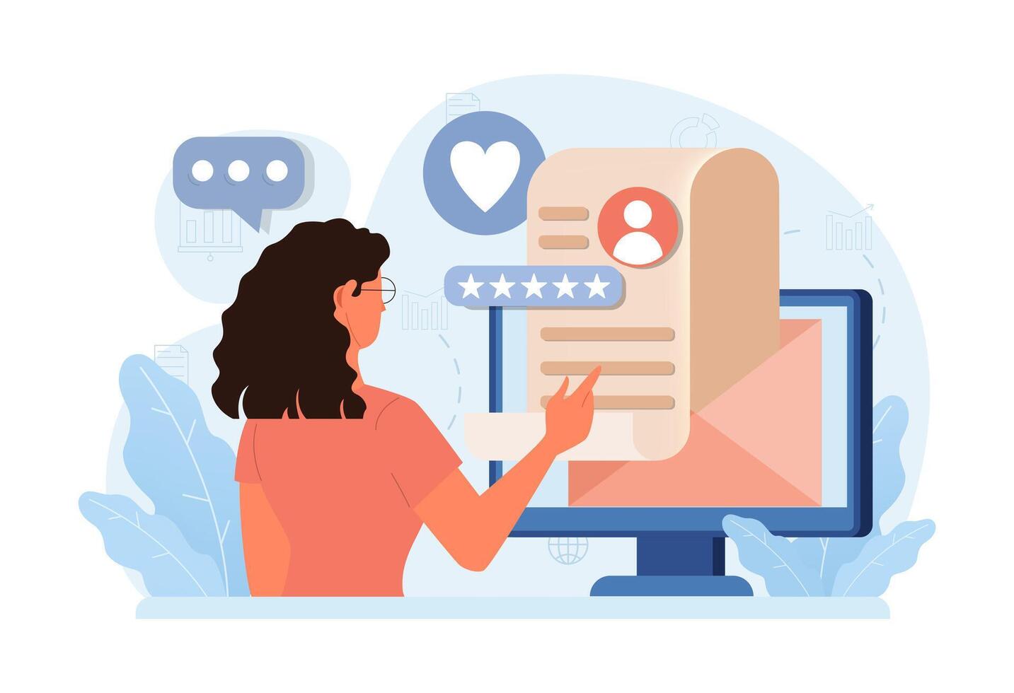Customer feedback. Consumers reviews public exchange. Sharing a purchased vector