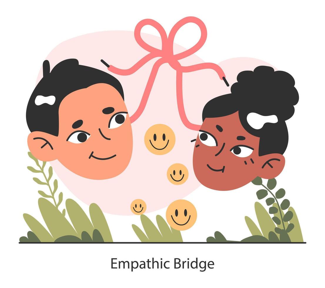 Empathic bridge. Deep understanding of emotions, sympathy and compassion vector