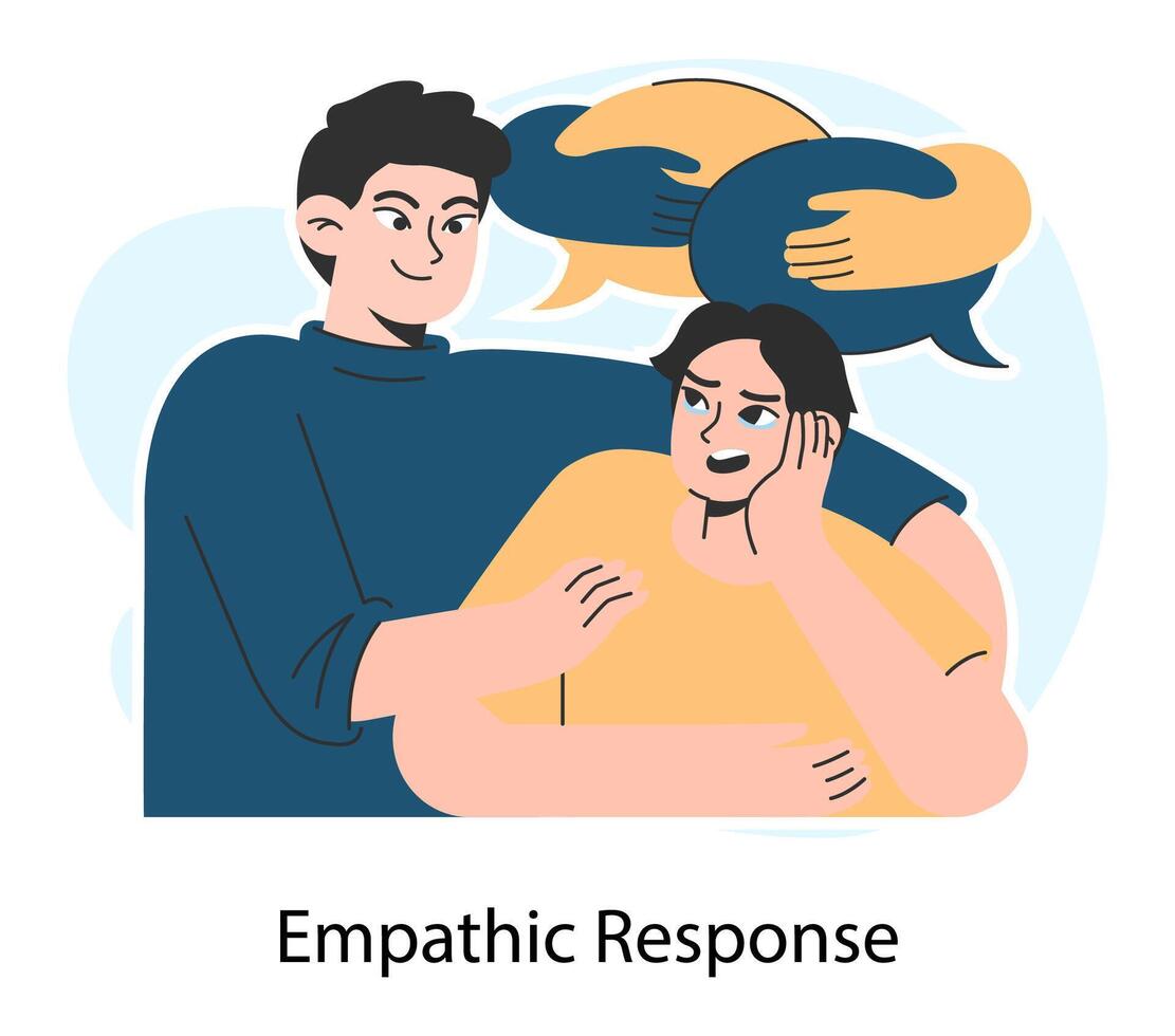 Empathic response. Deep understanding of emotions, sympathy and compassion vector